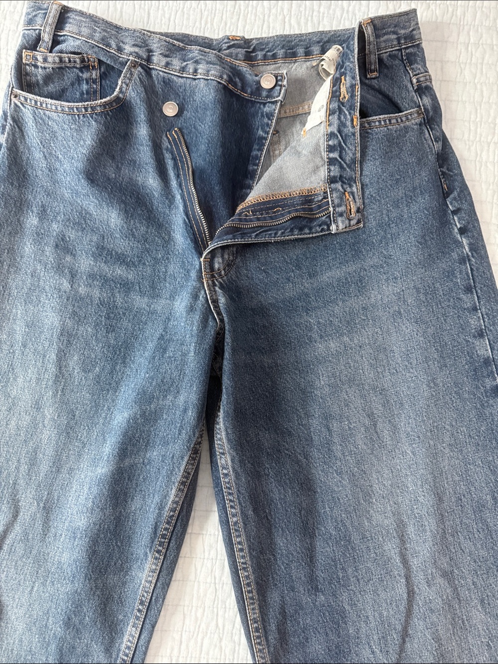Zara Women's Blue Wide-Leg Denim Jeans